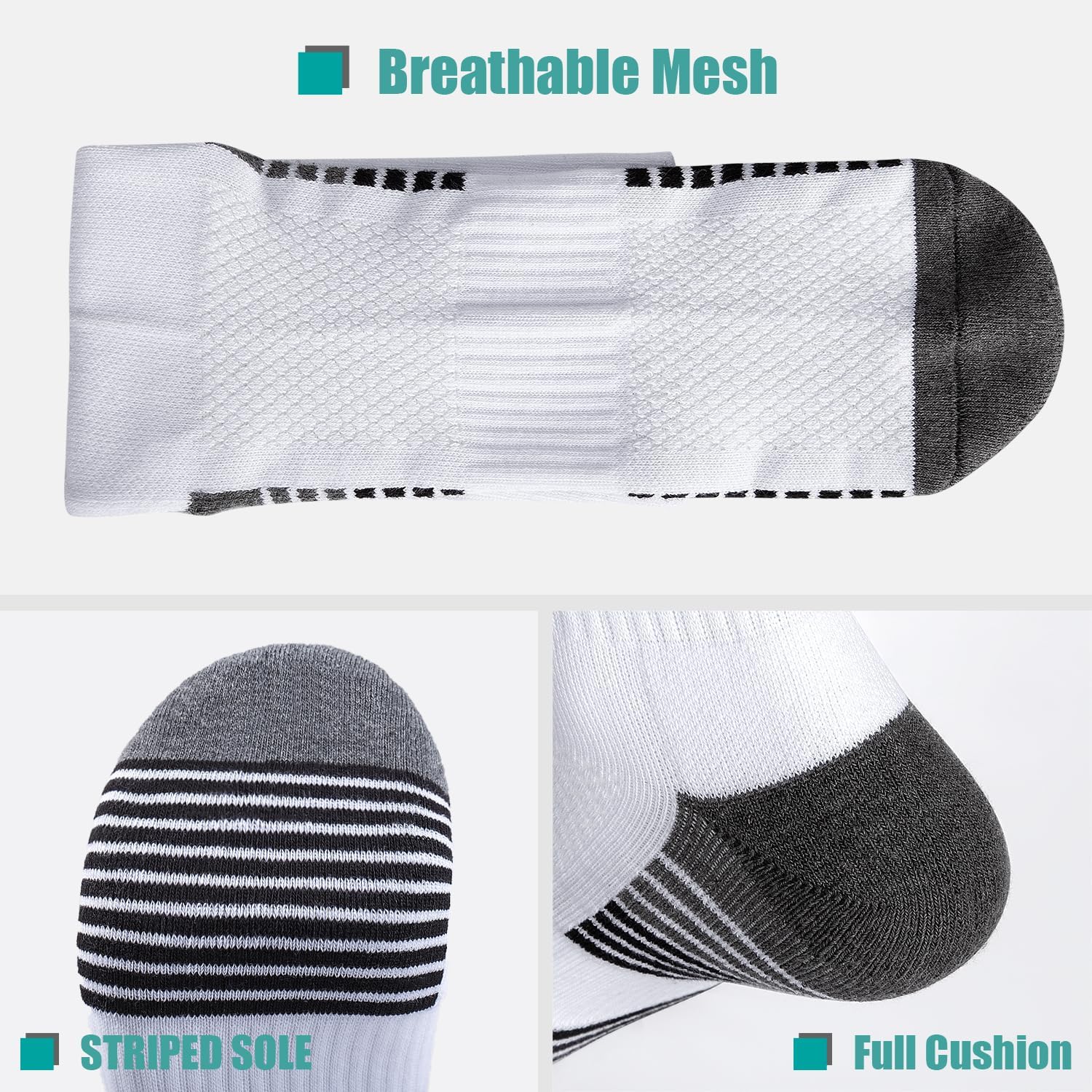 **Lapulas Thermal Sports Socks for Men & Women - 6 Pairs Breathable Cotton Crew Socks with Thick Cushion - Perfect for Running, Hiking & Outdoor Activities**