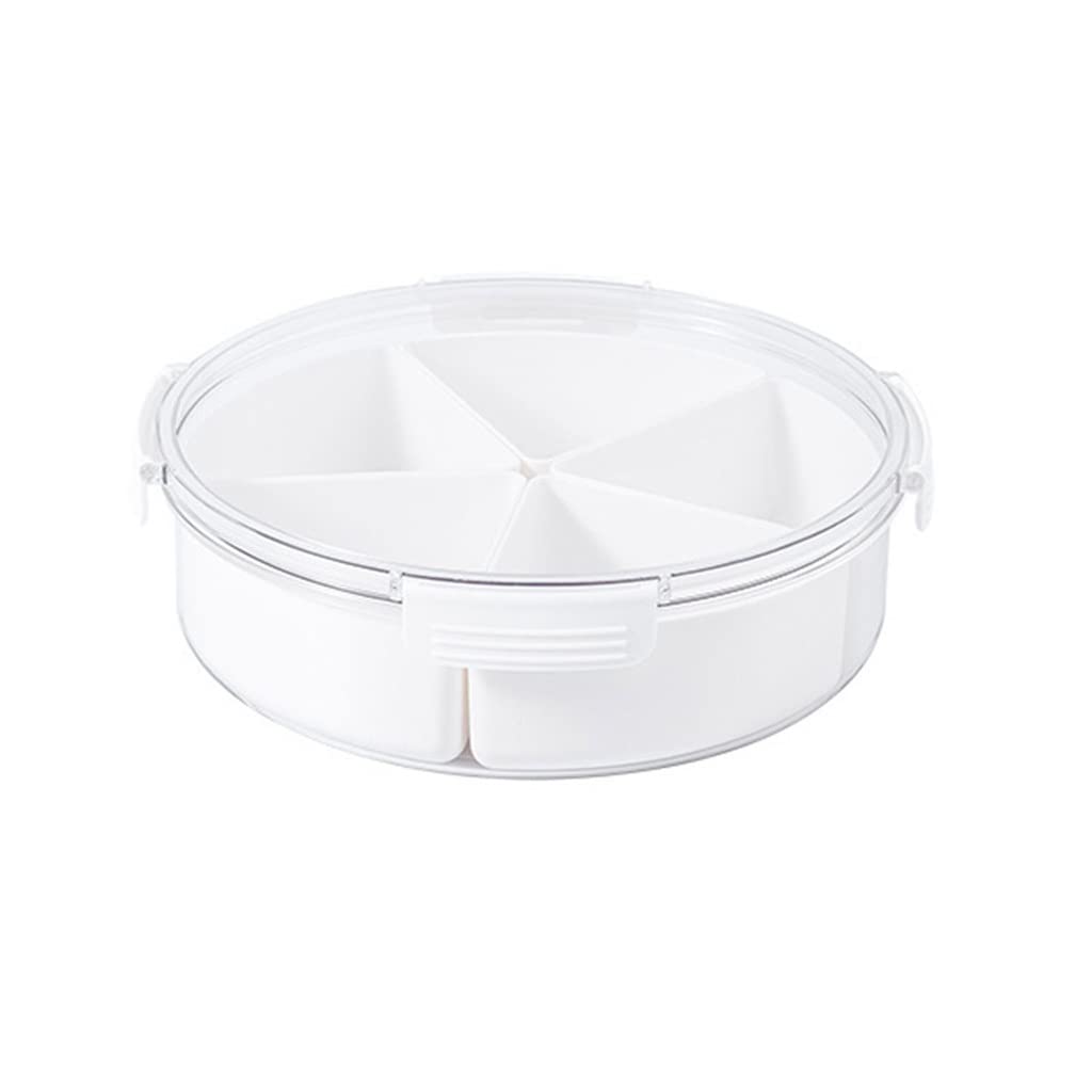 Clear Multi-Compartment Serving Tray with Lid - Divided Food Storage Container for Candies, Fruits, Nuts, Chips & Cookies | Bento-Style Party Platter, Snack Organizer for Entertaining, Picnics & Office Use (B Size, Transparent)