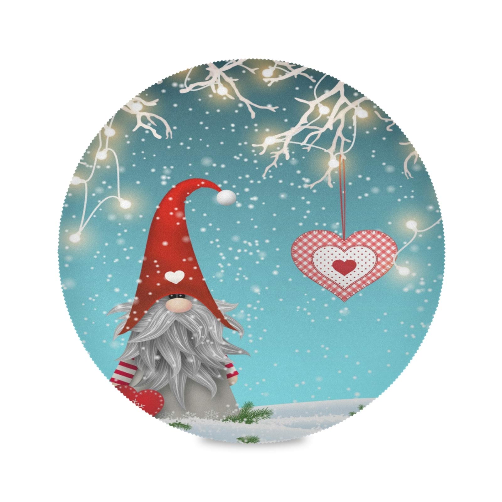 Christmas Gnome Round Placemats Set of 1 - Festive Holiday Dining Table Mats for Kitchen & Christmas Decor - Perfect for Holiday Parties, Family Gatherings & Seasonal Home Decor