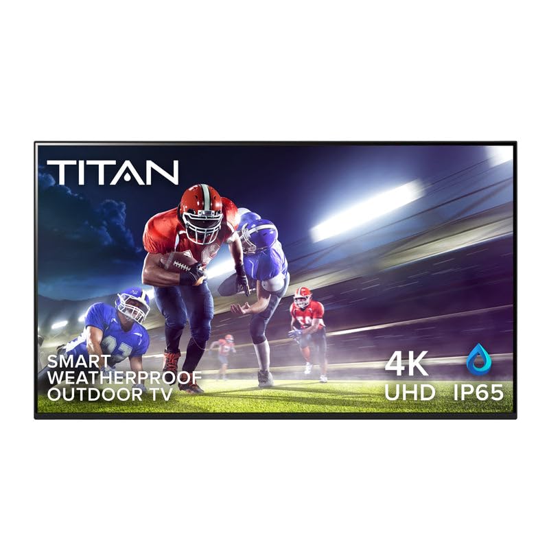 Titan 50 Inch Outdoor Smart TV 4K UHD AI-Powered Weatherproof IP65 for Partial Sun Areas, WebOS, Dual Speakers, WiFi, Bluetooth, eARC HDMI, USB, Alexa – Perfect for Patio, Backyard, and Outdoor Entertainment