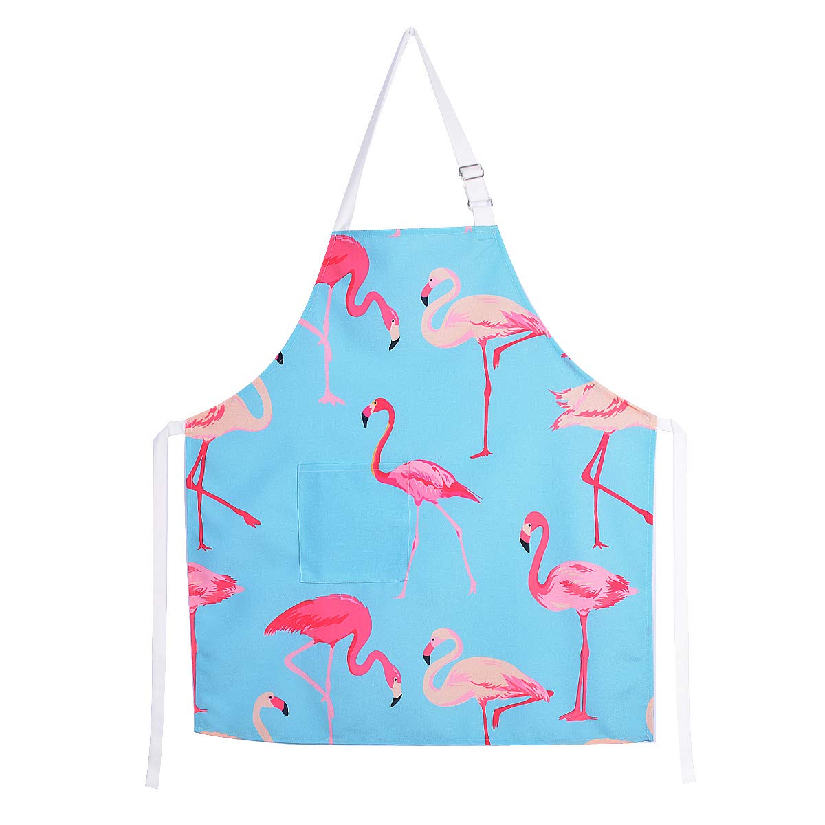 Premium Unisex Chef Apron with Pocket - Love Potato Kitchen Apron for Men & Women - Cooking, Baking, Gardening Protective Wear - Flamingo Print (Baby Blue) - Ideal for Home Chefs, BBQ Parties & Professional Kitchens