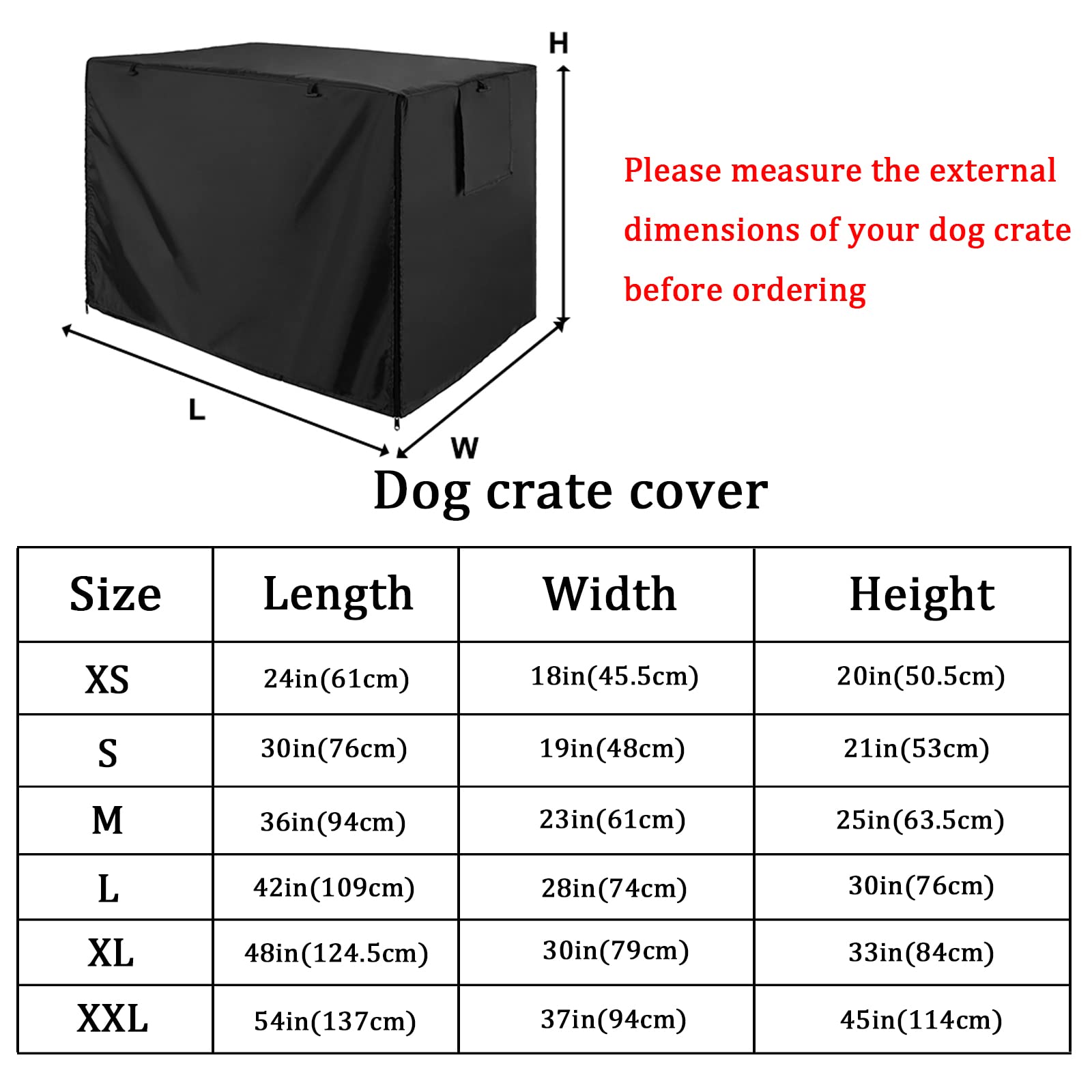 Senmortar 54-Inch Double Door Dog Crate Cover - Waterproof, Durable & Lightweight 420D Polyester Pet Cage Cover for Large Dogs - Perfect for Travel, Home & Vet Visits (Black)