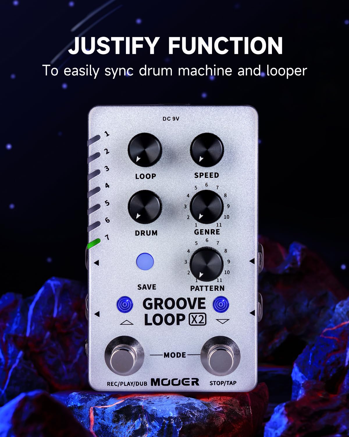 MOOER Groove Looper Pedal - Stereo Guitar Loop Recorder with 140 Minutes Loop Time & 121 Drum Grooves - Drum Machine & Editor Software Included (X2) - Perfect for Live Performances, Music Production & Home Studio Recording
