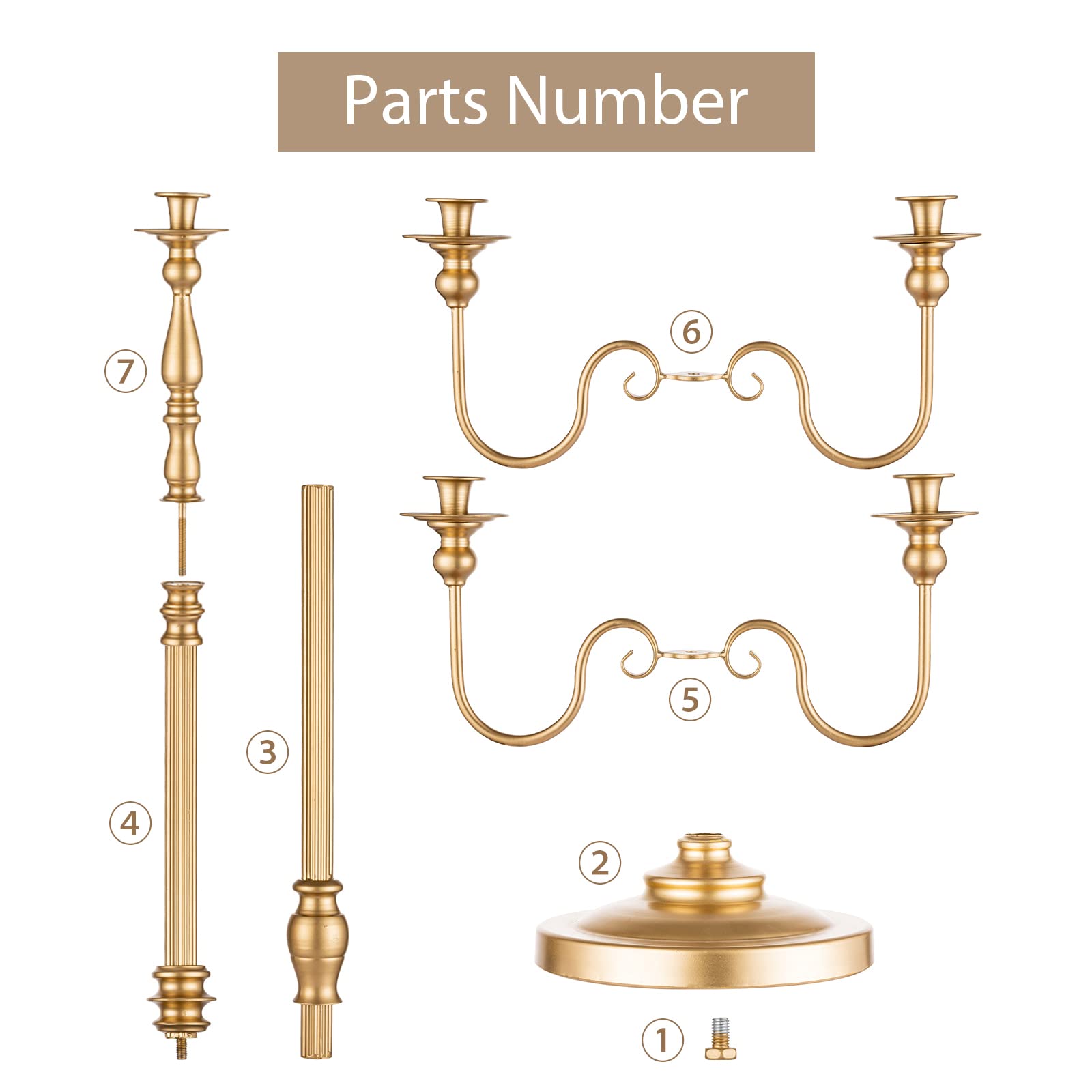 Antique Gold Floor Candelabra - Tall Taper Candle Holder & Floral Centerpiece Stand for Weddings, Parties, Home Decor | Elegant Living Room & Event Decoration
