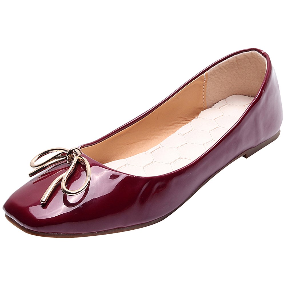 ANUFER Women's Comfortable Square Toe Ballet Flats with Bow Tie - Cute Dolly Shoes for Casual Wear, Office & Party Occasions