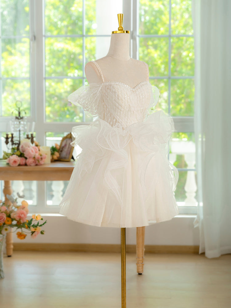 Ivory Tulle Lace Short Prom Dress - Elegant Homecoming Dress for Teens, Perfect for Prom Night, Homecoming Dance & Special Occasions