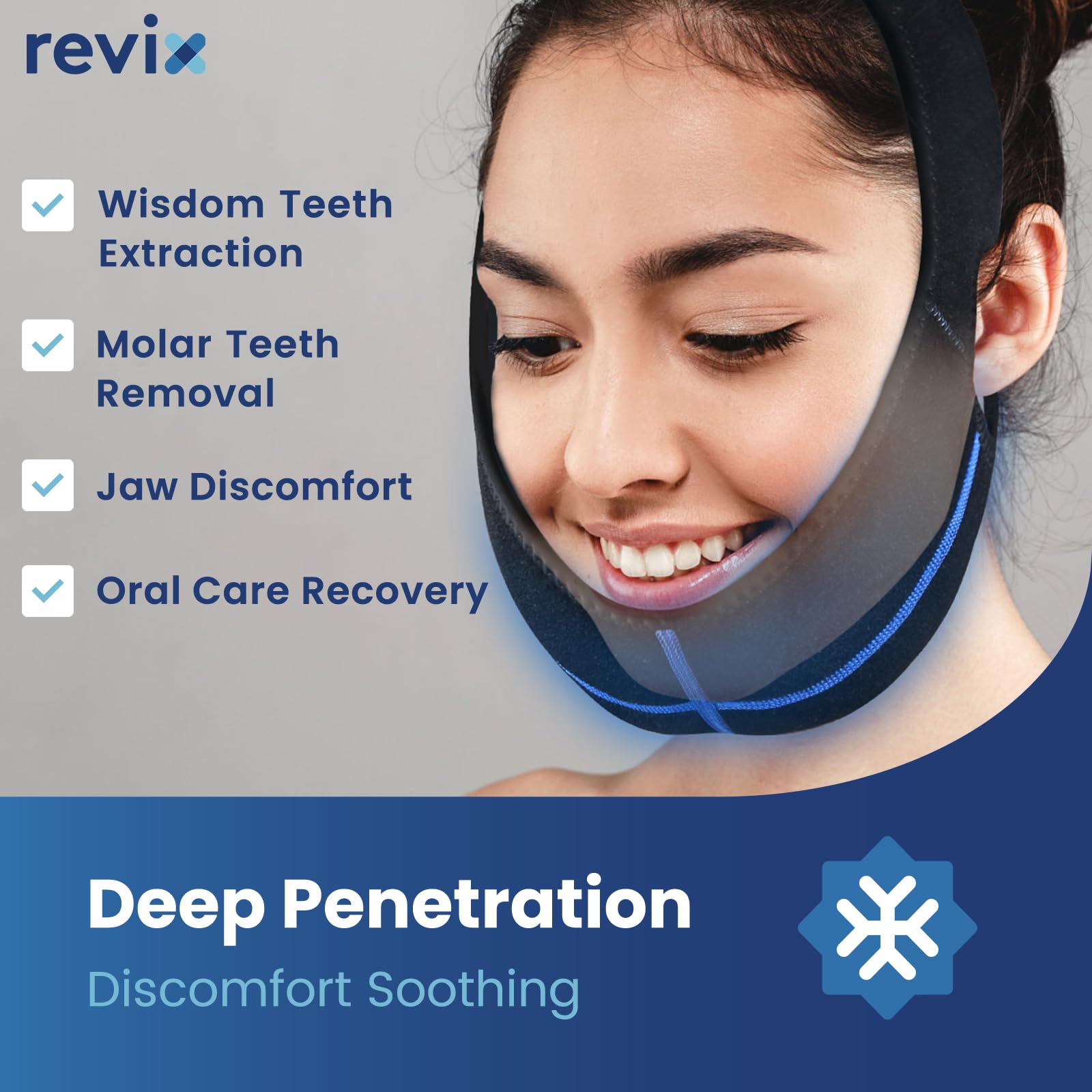 REVIX 3D Sewing Jaw Ice Pack Head Wrap - Hot & Cold Therapy for Wisdom Teeth Removal, TMJ Pain Relief, Oral Surgery Recovery - Includes 4 Reusable Gel Packs (Black) | Perfect for Post-Dental Surgery Comfort & Swelling Reduction