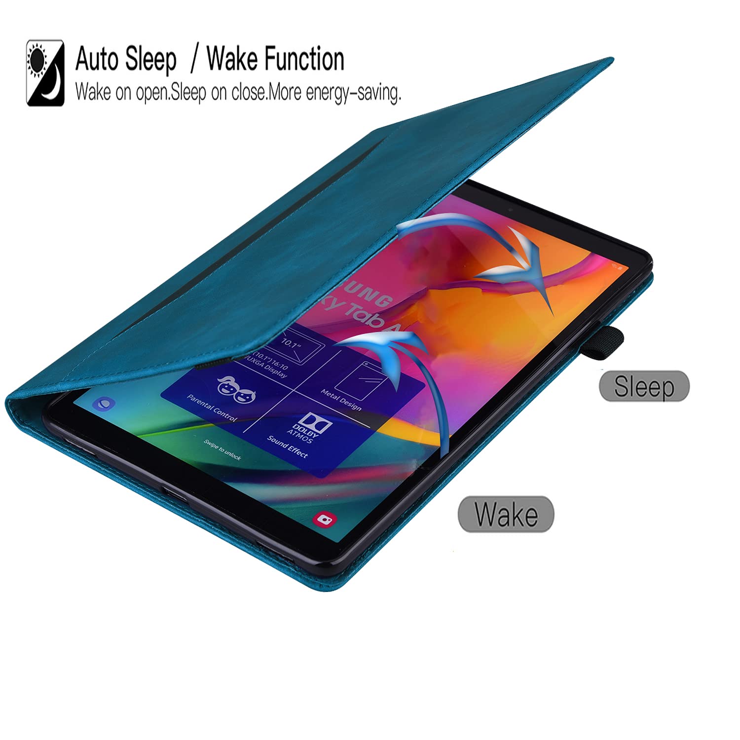 Premium PU Leather iPad 9.7 Case for iPad 5th/6th Gen (2018/2017) & iPad Air 2/Air - Multi-Angle Stand, Auto Sleep/Wake Smart Cover, Peacock Blue - Perfect for Work, Study & Travel