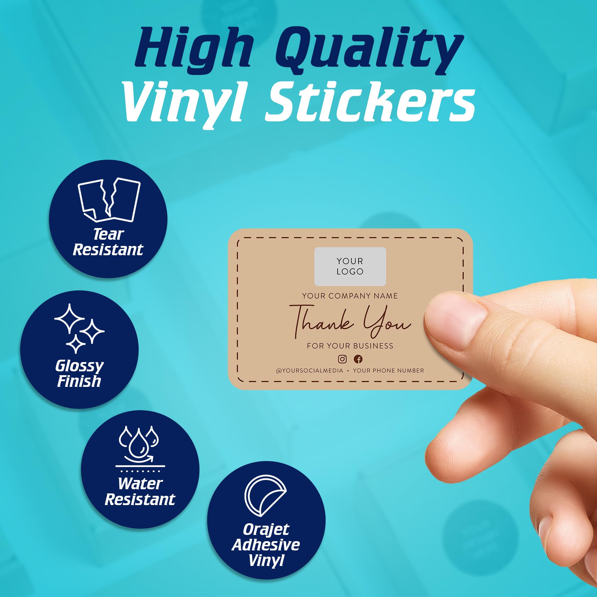 Custom Rectangle & Square Vinyl Stickers - Personalized Logo Labels for Small Business (6x4 Inches, Brown) - Perfect for Handmade Products, Packaging, Bottles, Jars, Candles & Branding