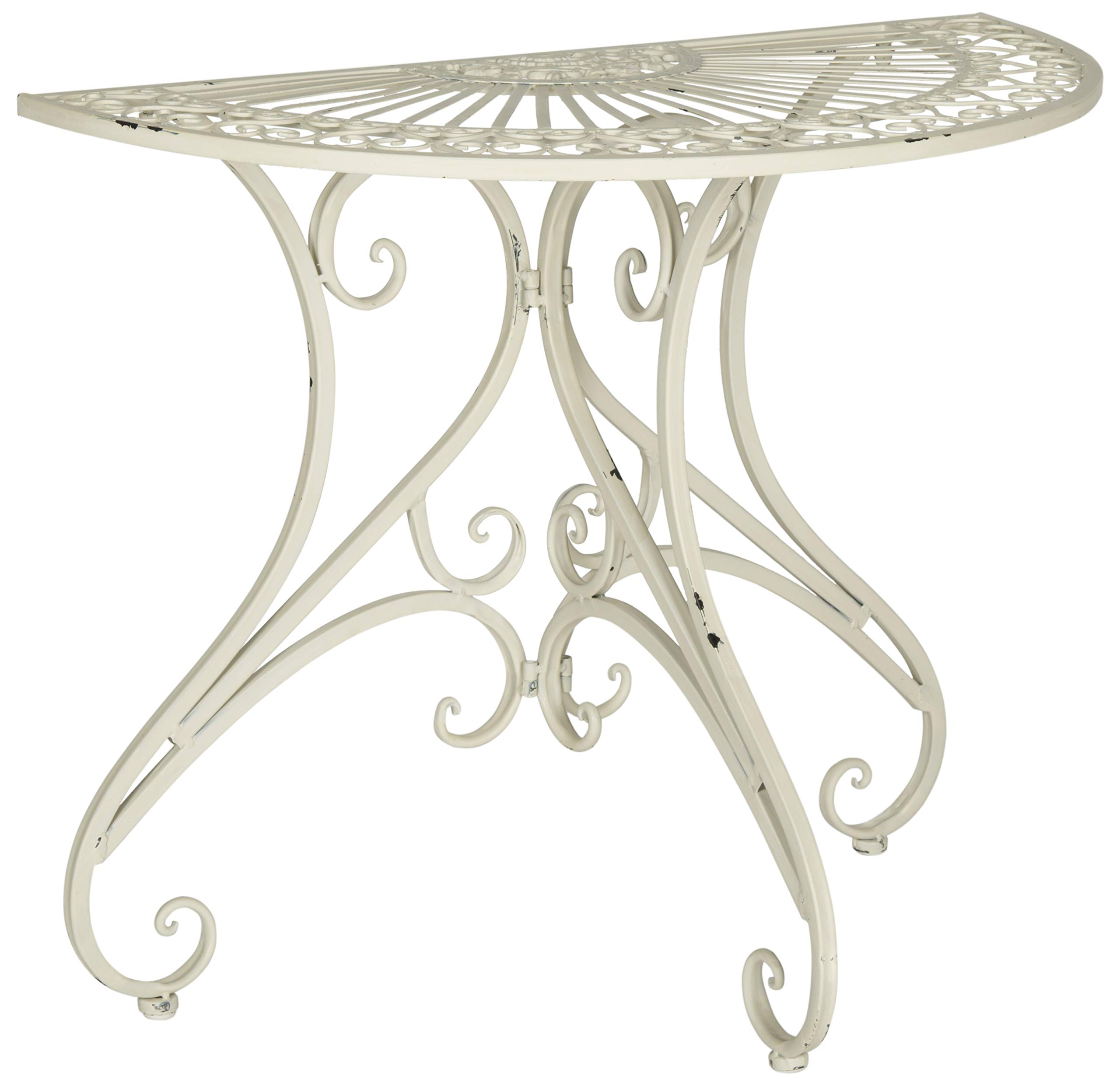 SAFAVIEH Outdoor Collection Annalise Antique White Accent Table - Weather-Resistant Side Table for Patio, Garden & Poolside Decor