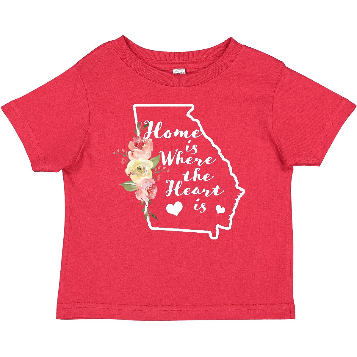 Inktastic Georgia Home is Where The Heart is with Watercolor Floral Baby T-Shirt - Soft Cotton Infant Tee for Boys & Girls - Perfect for Family Photos, Playdates & Special Occasions