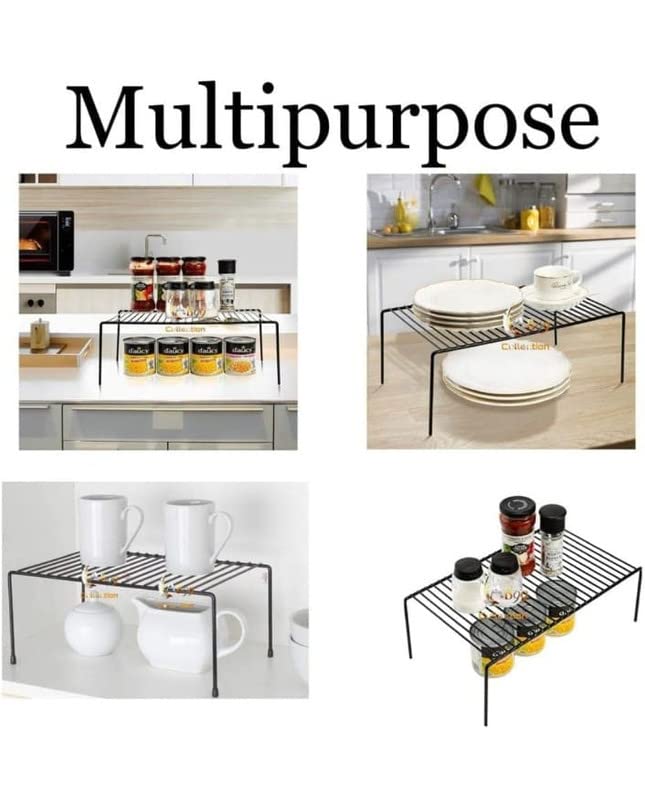 AB99 COLLECTION Stainless Steel Dish Rack & Kitchen Organizer - 4-Pack Multipurpose Storage Shelf for Plates, Utensils & Cabinets | Space-Saving Solution for Small Kitchens & Countertops