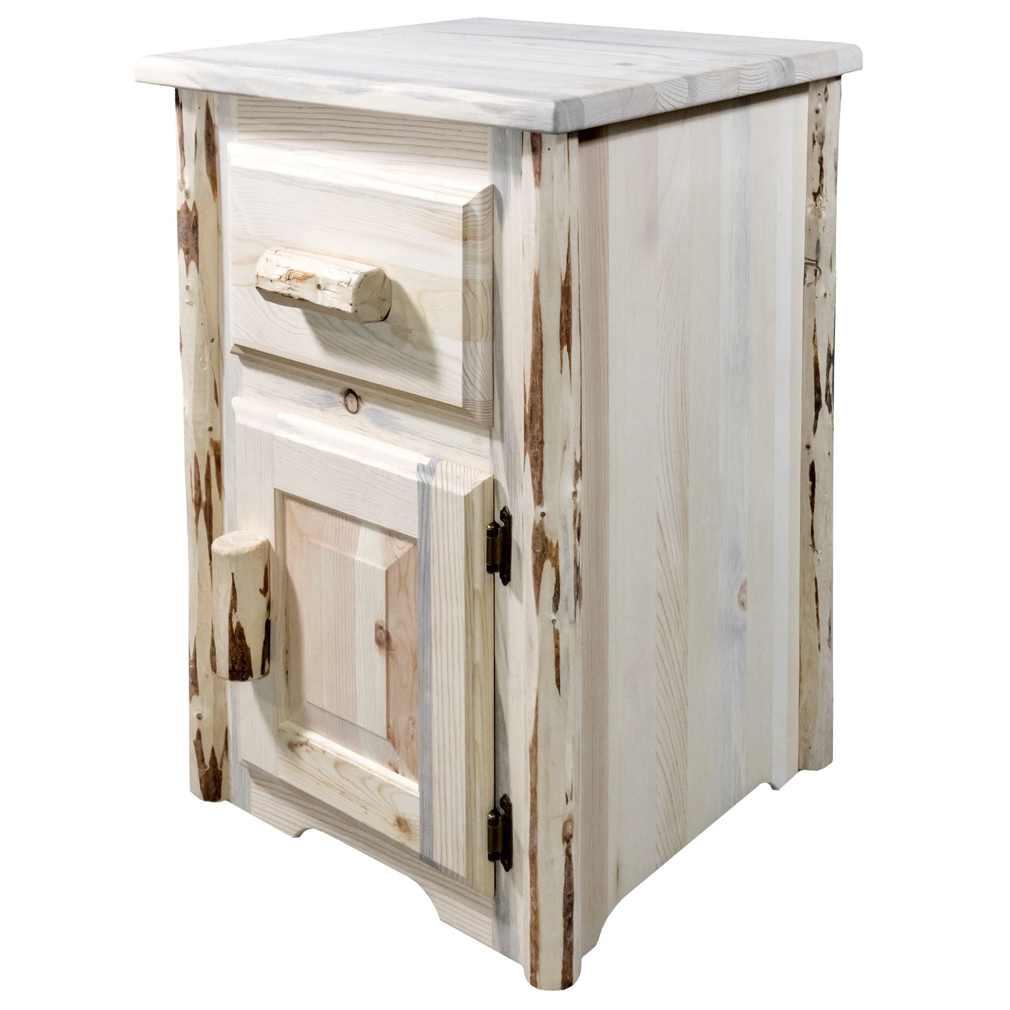 Montana End Table with Drawer & Door - Right Hinged Wooden Side Table for Living Room, Bedroom, or Office - Perfect for Storage and Display