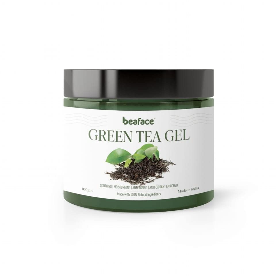Beaface Green Tea & Aloe Vera Gel Combo Pack - 100g Each (2-Pack) | Hydrating Facial Treatment for Acne, Sunburn & Dry Skin | Perfect for Daily Skincare Routine