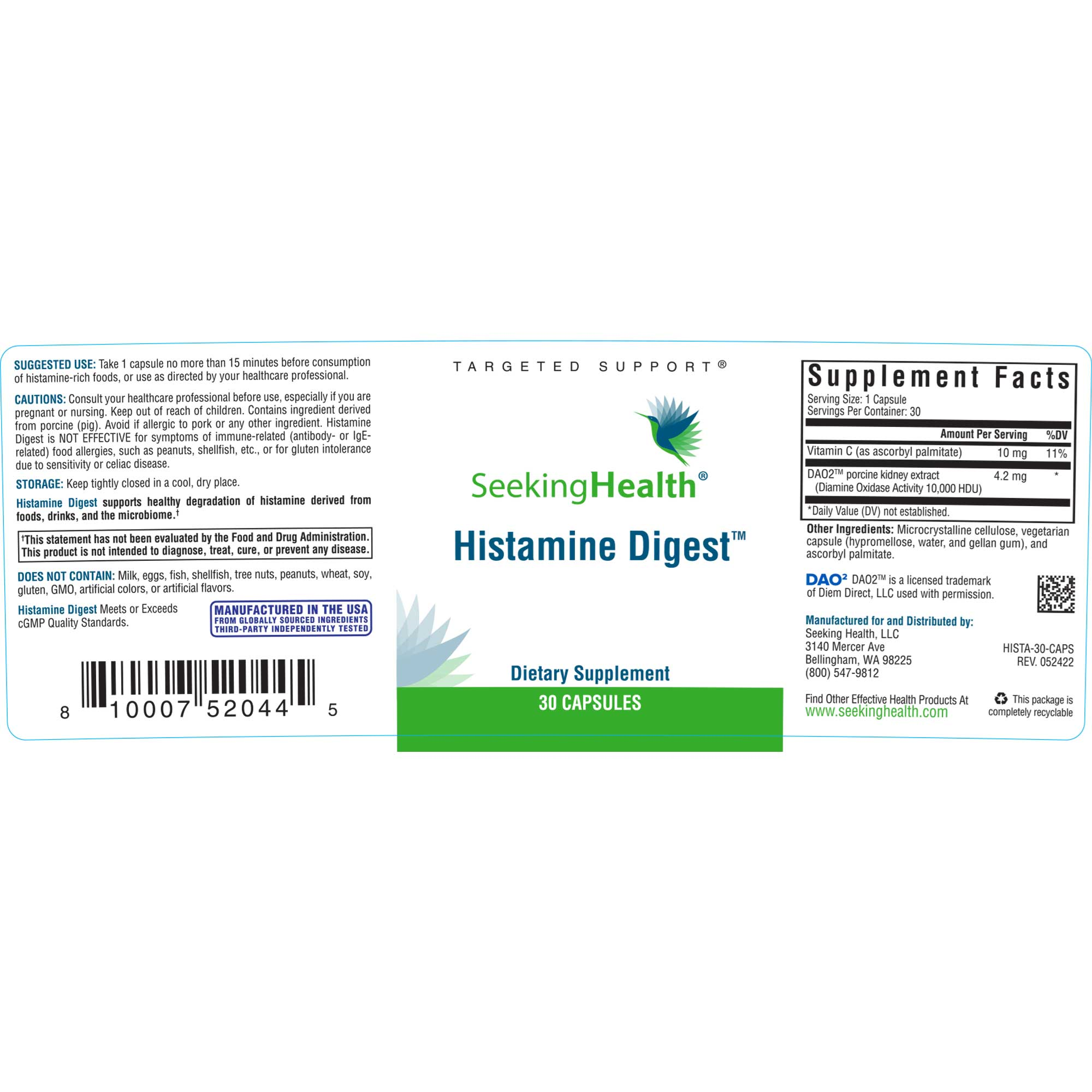 Histamine Digest Supplement - Supports Histamine Intolerance & Allergy Relief | Formerly Histamine Block | Ideal for Seasonal Allergies & Food Sensitivities