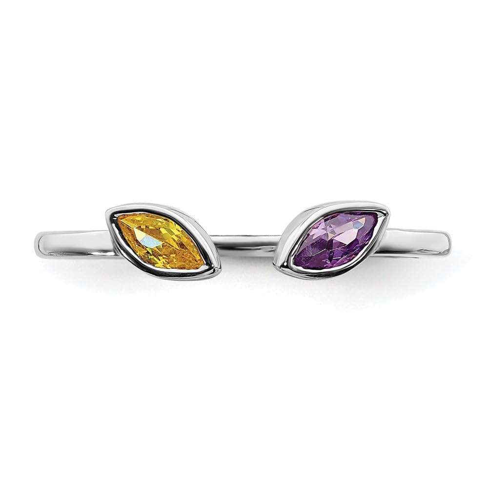 14K White Gold Amethyst Citrine Ring - Women's Fine Jewelry Gift for Her, Size 7 | Birthday & Anniversary