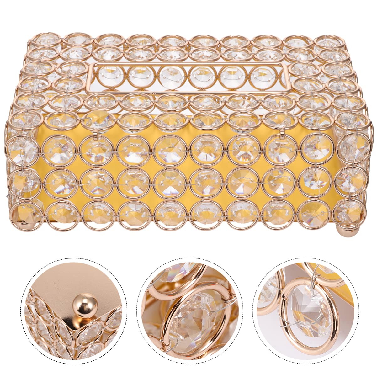 Healifty 1-Piece Crystal Tissue Box Holder - Decorative Hollow Paper Drawer Organizer for Living Room, Bedroom & Bathroom | Elegant Home Decor Accessory