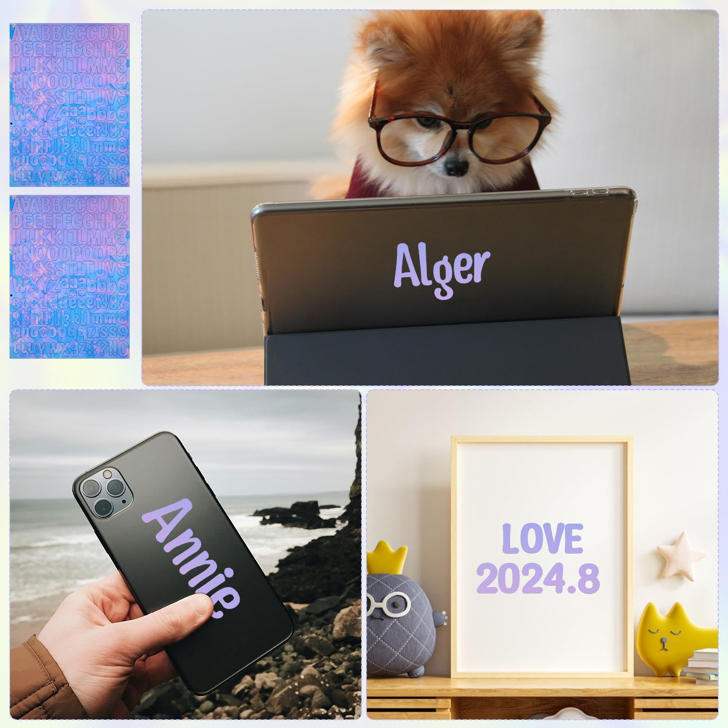 Customized Name Letter Stickers - 6 Sheets Waterproof Vinyl Alphabet Stickers for Hydro Flask, Yeti, Stanley Tumblers & Laptops - Colorful Decals for Water Bottles, Mugs, Tech Accessories & Personalization Gifts