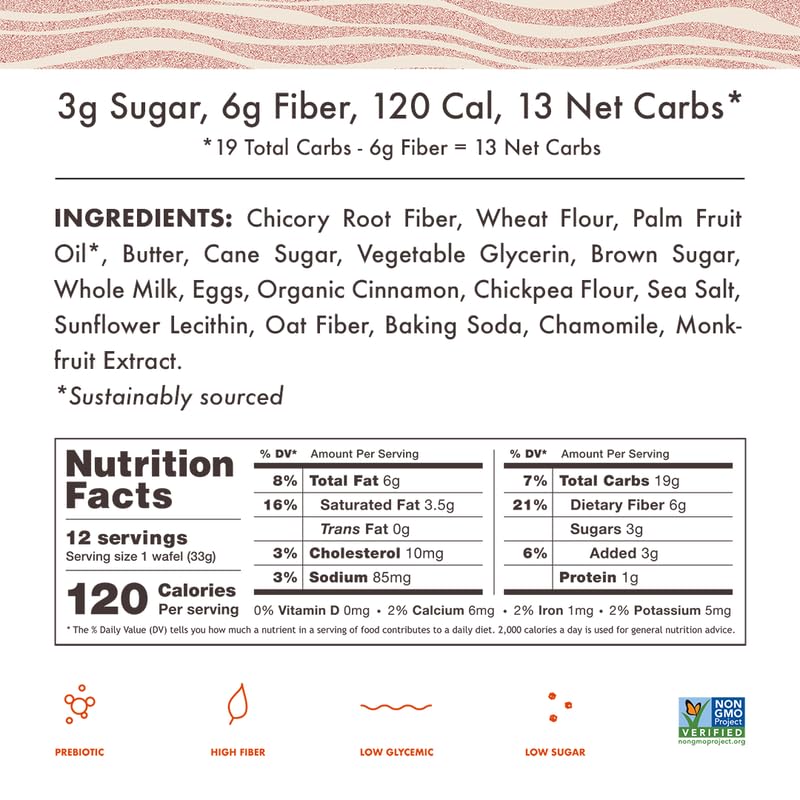 Rip Van Wafels Snickerdoodle Stroopwafels - Healthy Non-GMO Keto-Friendly Low Sugar (3g) Low Calorie Snacks - 12 Pack - Perfect for Office, Travel & On-the-Go Breakfast