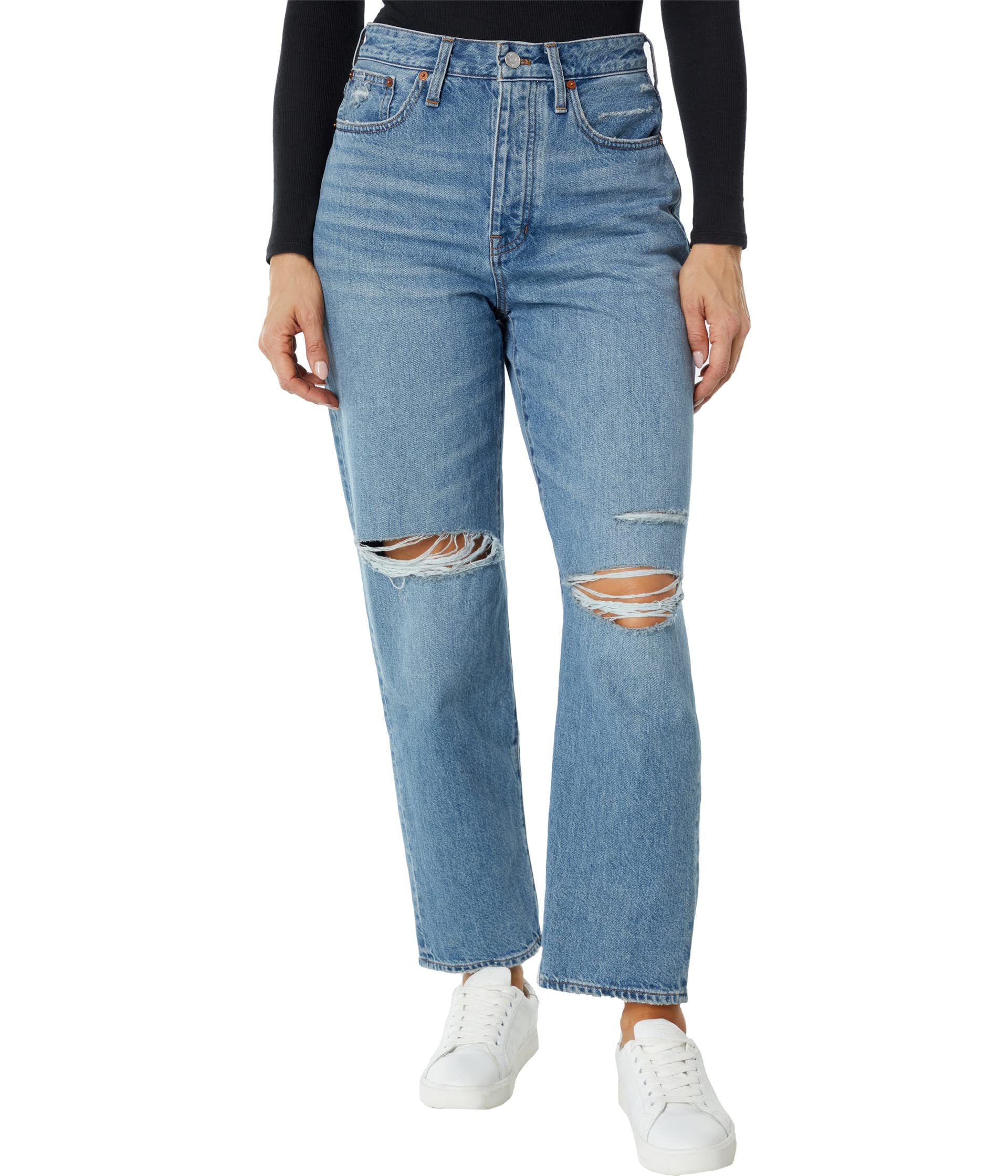 Madewell The Dadjean in Dustin Wash: Distressed Denim Jeans for Men - Comfortable & Stylish for Casual Wear, Weekend Outings & Everyday Fashion