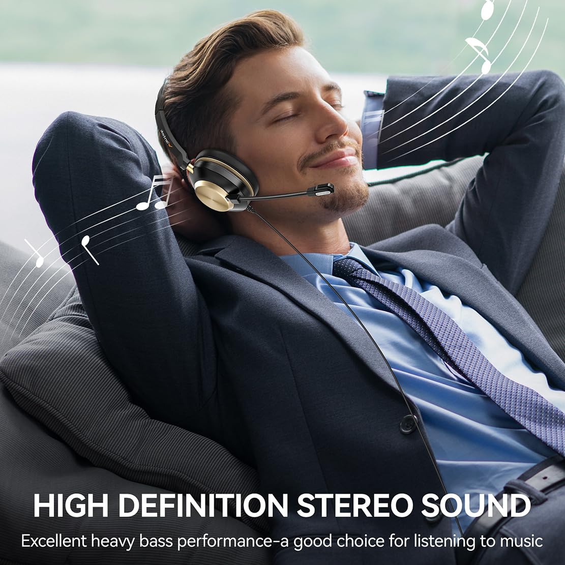 Wantek USB Computer Headset with Noise-Canceling Microphone - Lightweight On-Ear Wired Headphones for Office, Call Center, Remote Work - Compatible with MS Teams, Skype, Zoom, Webinars & Online Meetings - Perfect for Business Calls, Customer Service & Virtual Classrooms
