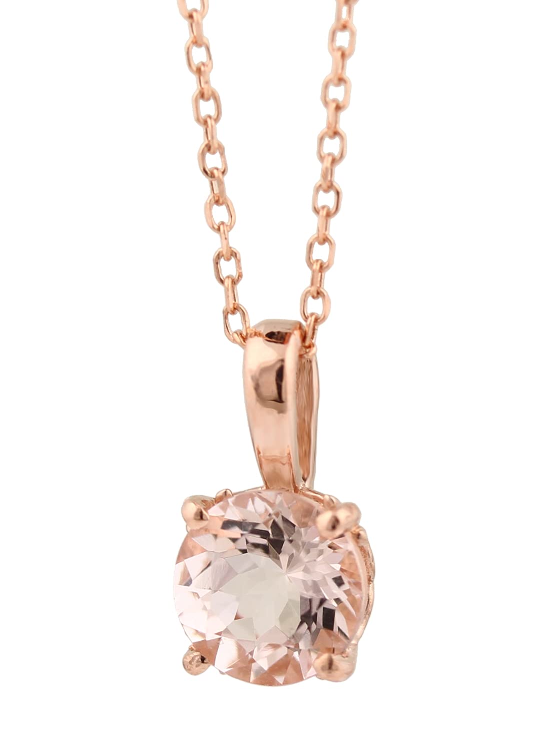 14K Rose Gold Morganite Pendant Necklace - 18 Inch Dainty Jewelry for Women, Elegant Gift for Her, Perfect for Valentine's Day, Anniversary & Special Occasions