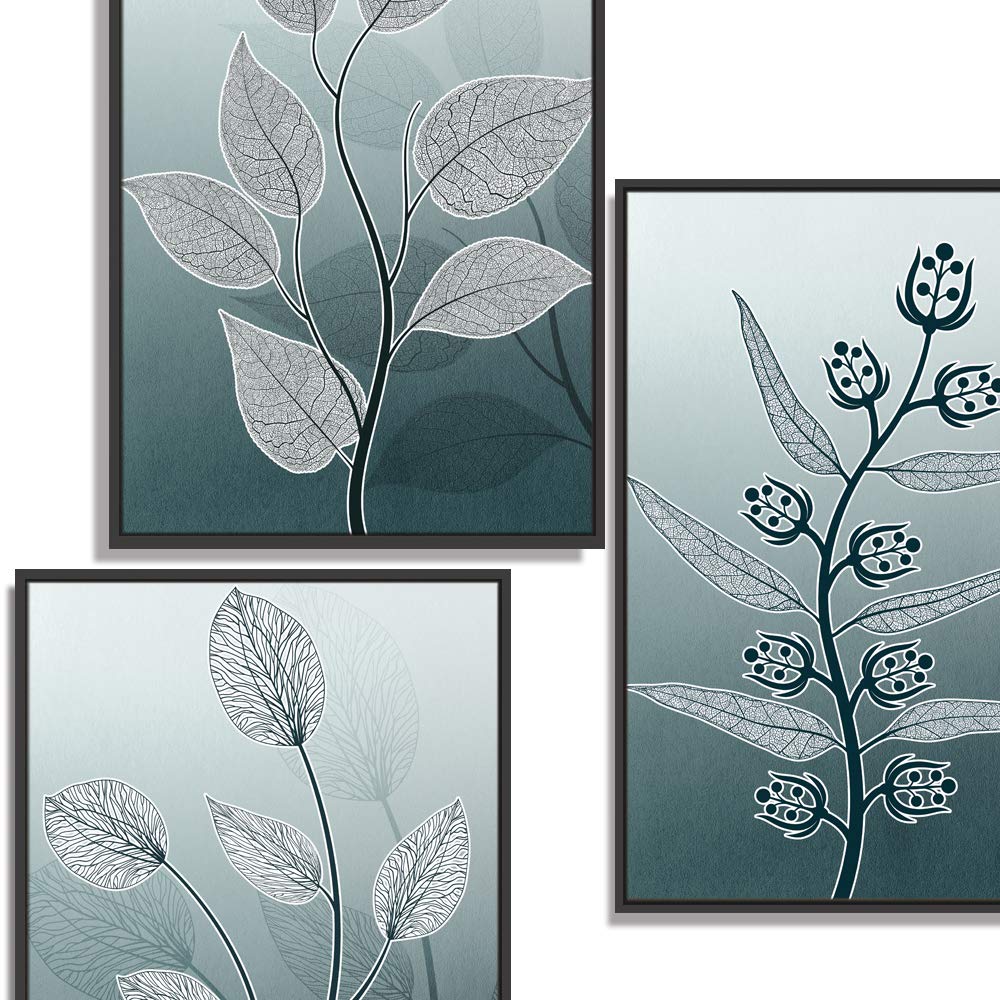Wall26 3-Panel Framed Leaf Canvas Wall Art Set - 16x24 Inches Ready to Hang Nature-Themed Prints for Living Room & Bedroom Decor | Perfect for Modern Home, Office & Apartment Interior Design