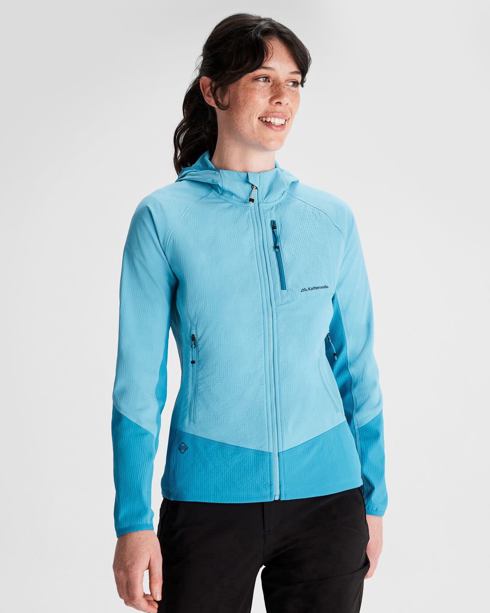 Women's Aysen Lightweight Hooded Fleece Jacket - Soft Warm Pullover for Outdoor Activities, Hiking & Casual Wear - Light Sea Blue