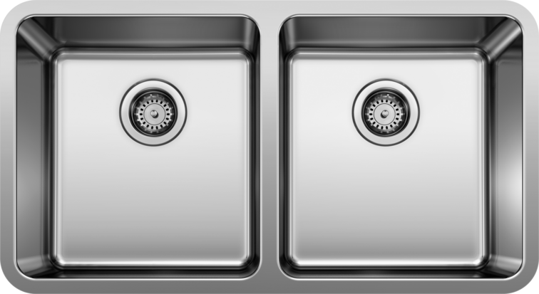BLANCO Formera U 2 Bowl Undermount Stainless Steel Kitchen Sink - 36 Inch Cabinet Size - Perfect for Modern Kitchens & Food Prep Stations
