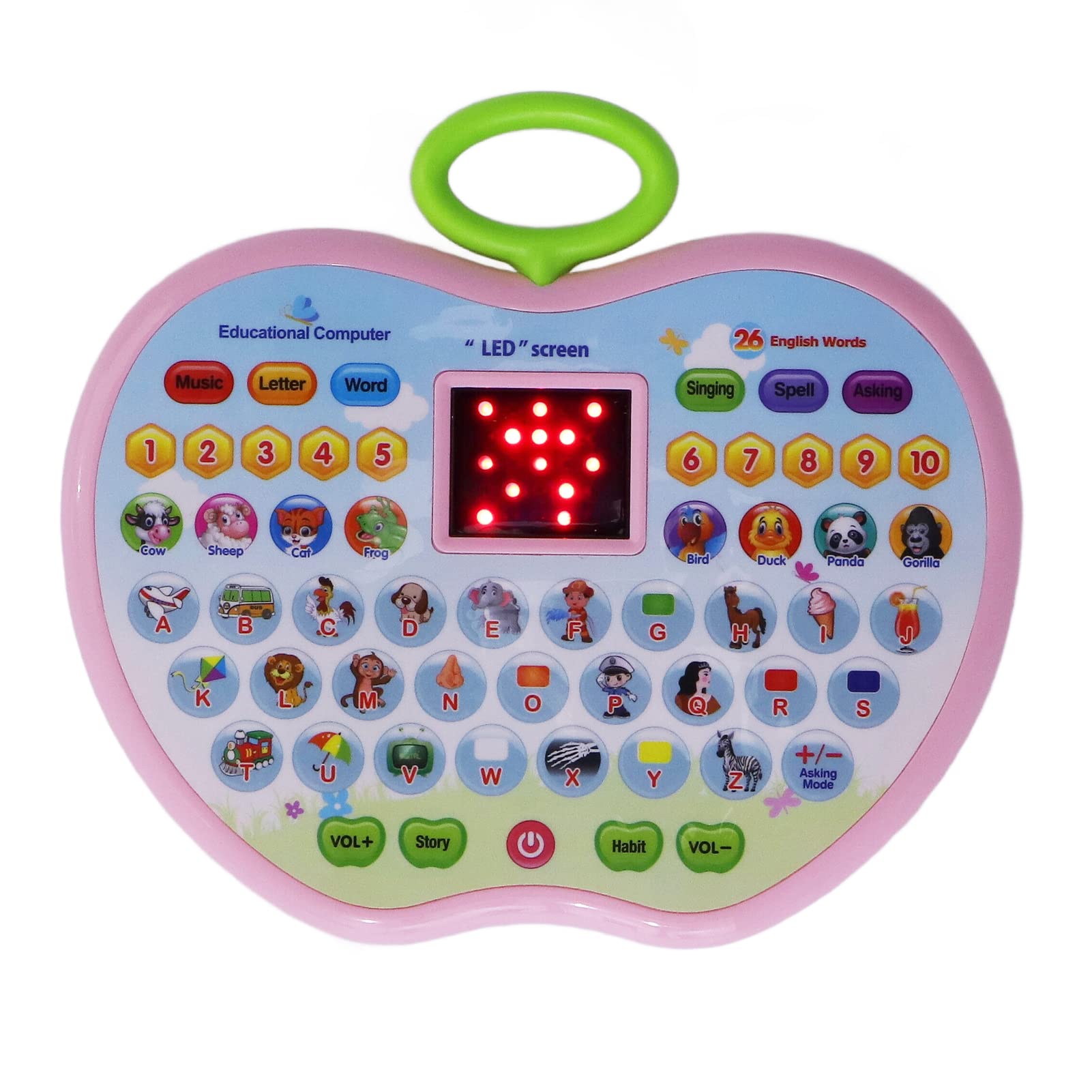 Kids Learning Tablet - 10 Teaching Modes with LED Display for Toddlers | Educational Toy for Boys & Girls (Pink) - Perfect for Home & Travel Learning