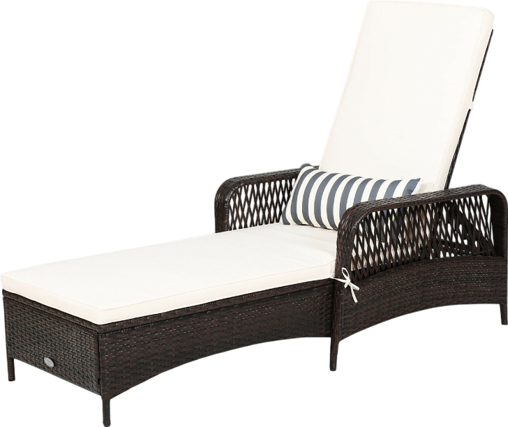Costway Outdoor Wicker Chaise Lounge Chair with Adjustable Backrest & Thick Cushion - Patio Furniture for Poolside, Garden, and Backyard Relaxation
