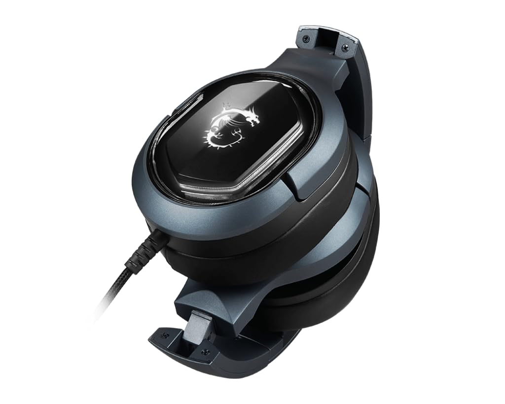 MSI IMMERSE GH50 Gaming Headset with 7.1 Virtual Surround Sound - Wired USB Headphones with Vibration Feedback, 40mm Neodymium Drivers, RGB Lighting & Detachable Mic for PC, PS4, Xbox - Perfect for FPS, RPG & Streaming Games