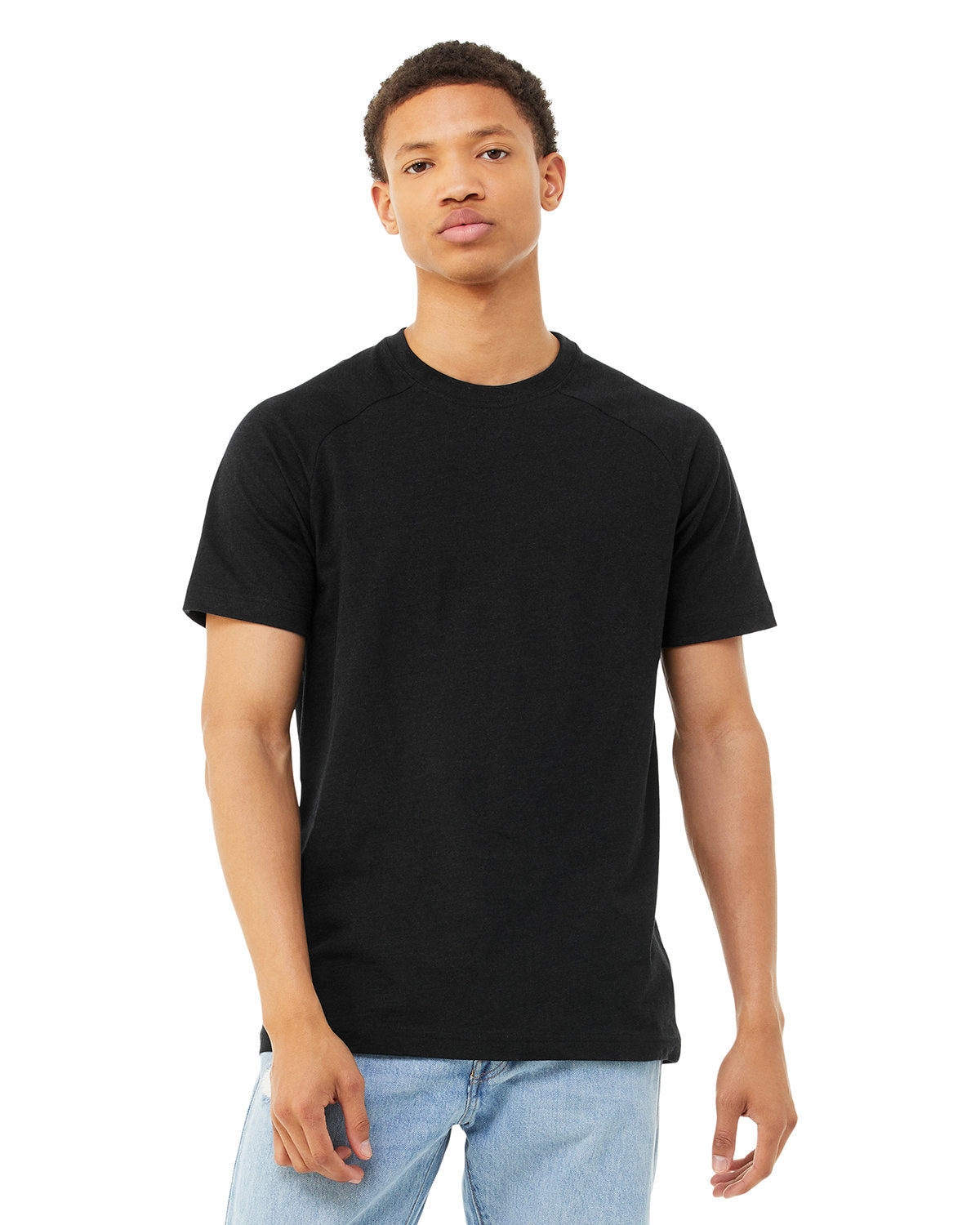 Bella + Canvas 3201 Men's Heather CVC Raglan T-Shirt - Soft Comfortable Crew Neck Short Sleeve Tee for Casual Wear, Gym & Everyday Use