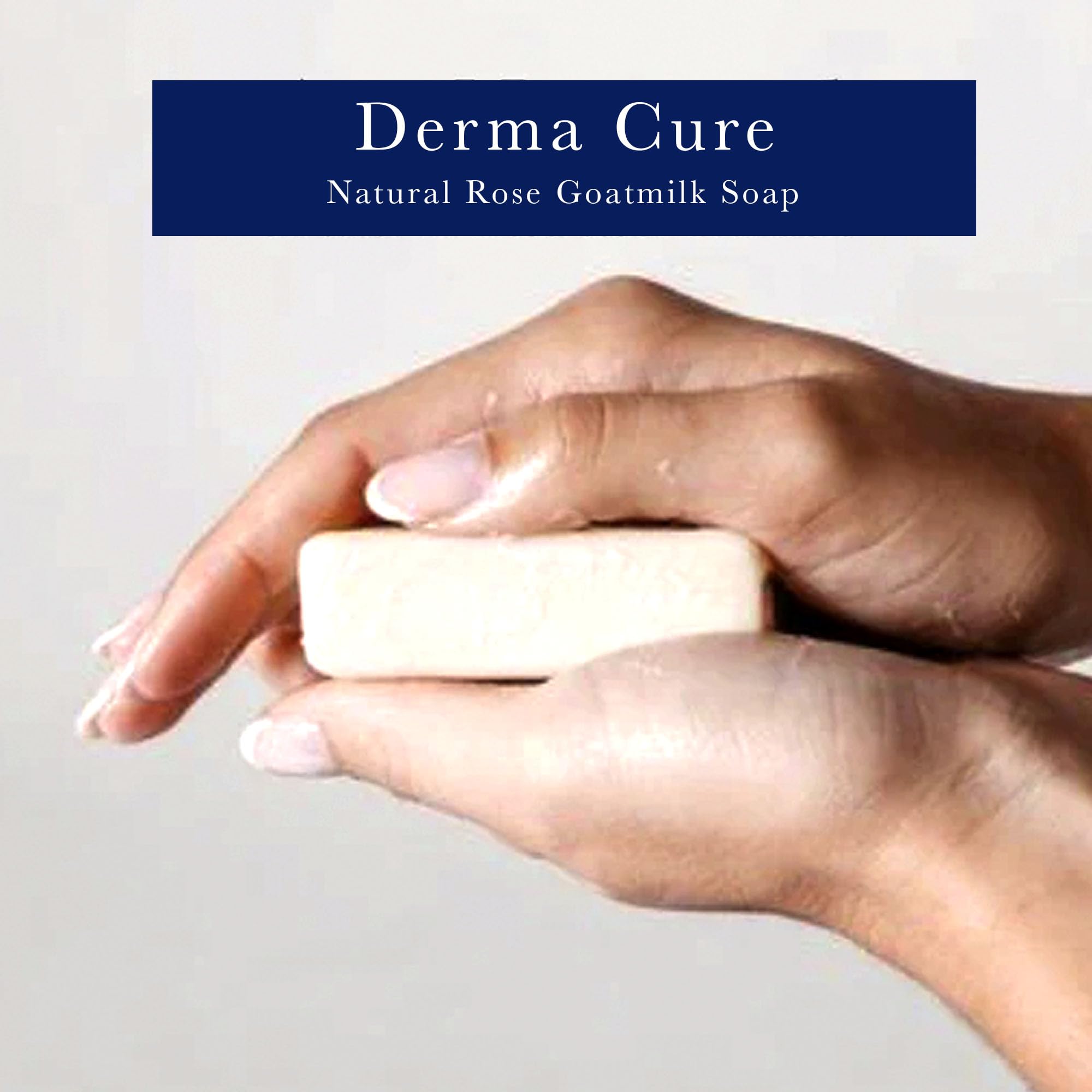 Derma+ Cure Goat Milk Sandalwood & Rose Soap Bar | Handmade Natural Soap for All Skin Types | Hydrating Moisturizing Cleansing Bar | 4.4 oz (125g) | Perfect for Dry Skin, Sensitive Skin & Daily Skincare Routine