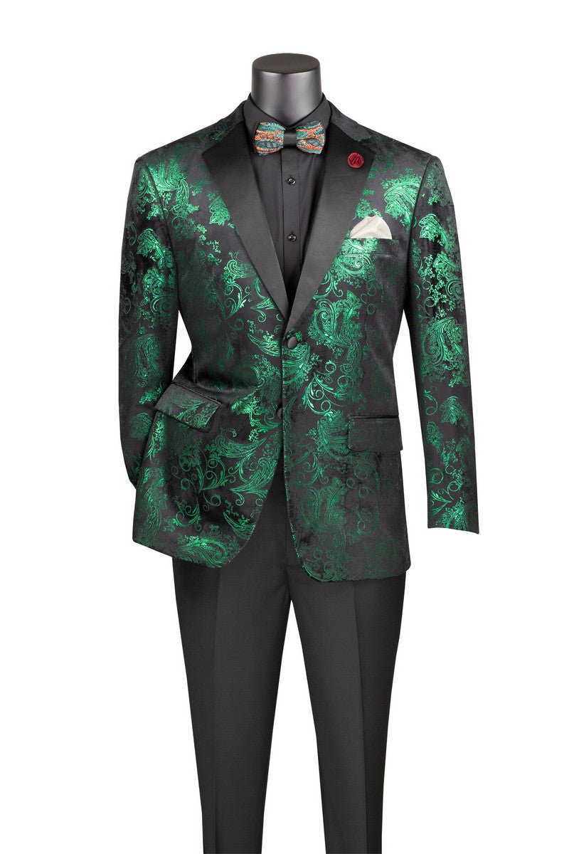 Velvet Emerald Green Modern Fit Paisley Pattern Shirt - Stylish Casual & Formal Wear for Men, Perfect for Office, Parties and Special Occasions