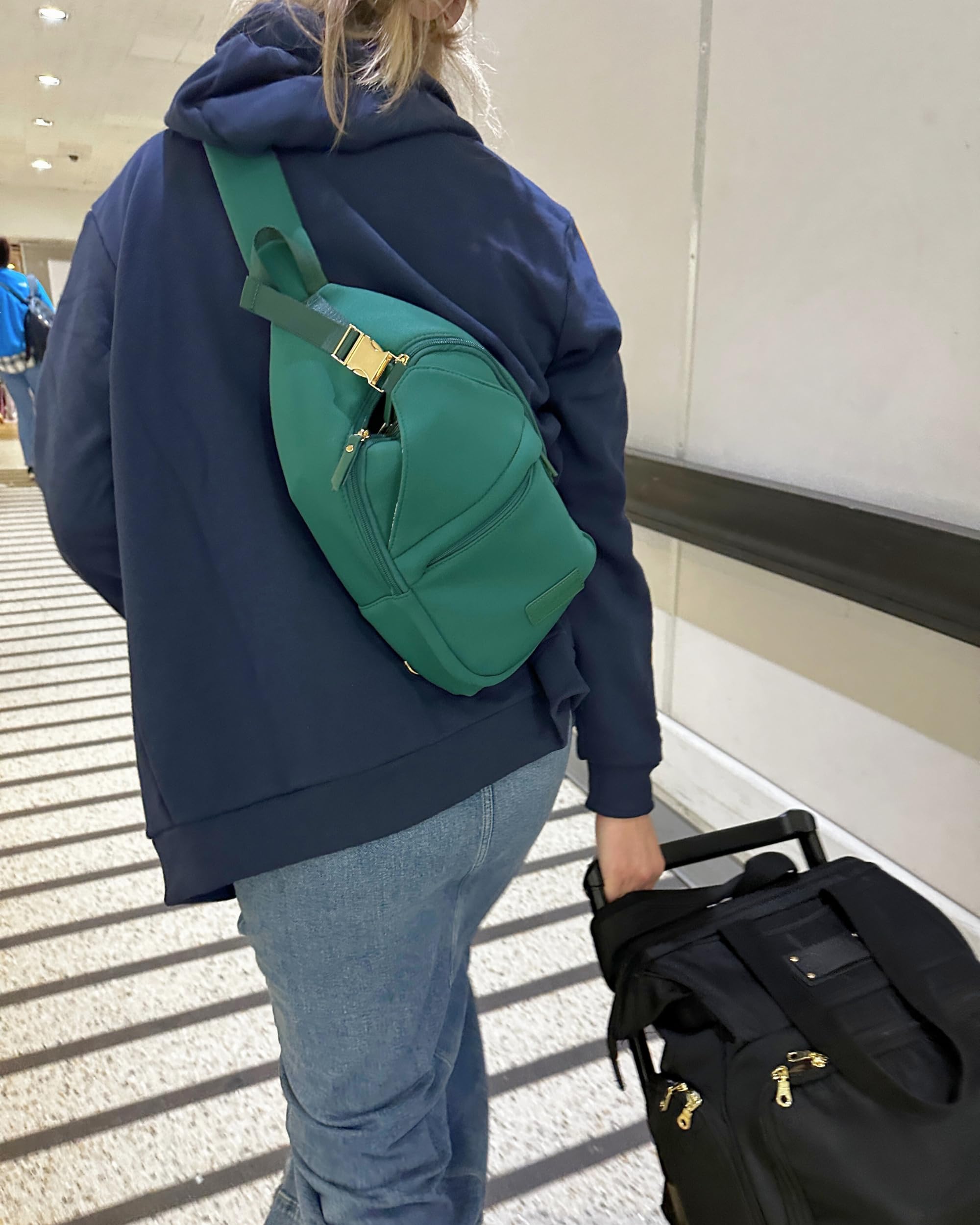 Sarah Wells Allie Sling Bag - Neoprene Breast Pump Bag - Machine Washable & Insulated - Hands-Free Pumping for Nursing Moms - Perfect for Work, Travel & On-the-Go (Forest Green)