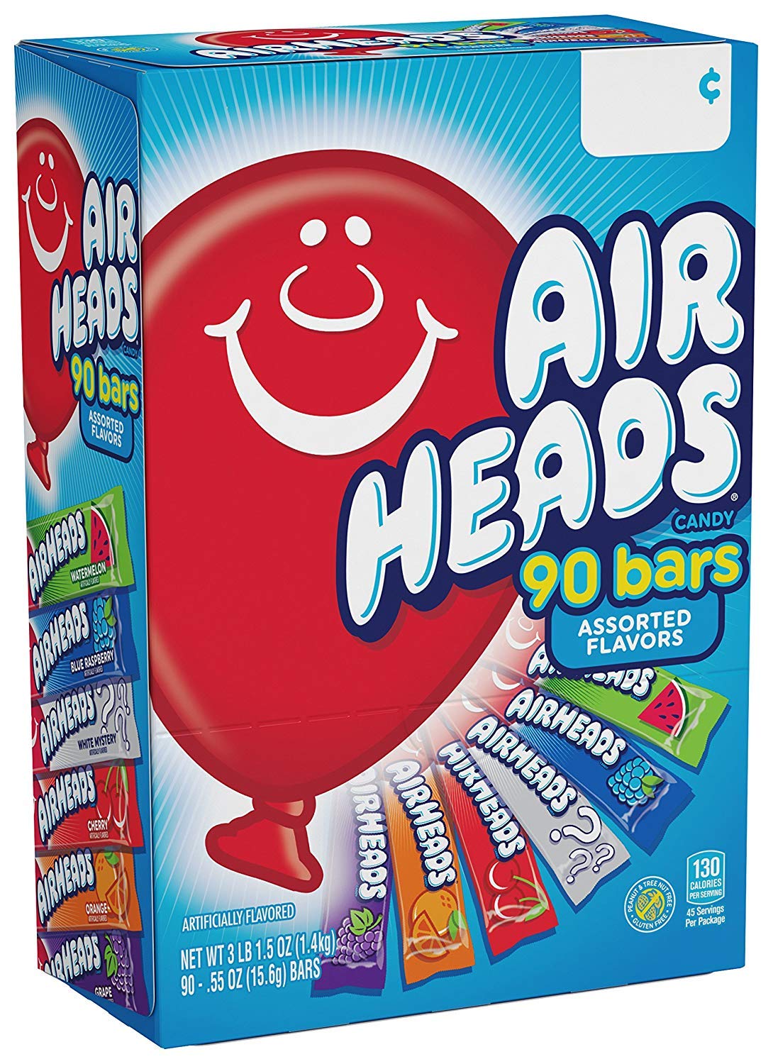 Airheads Chewy Fruit Taffy Candy Bars - 90 Count Variety Pack (4 Packs) | Non-Melting, Individually Wrapped | Perfect for School Lunches, Valentine's Day Gifts, Birthday Parties & Halloween Treats