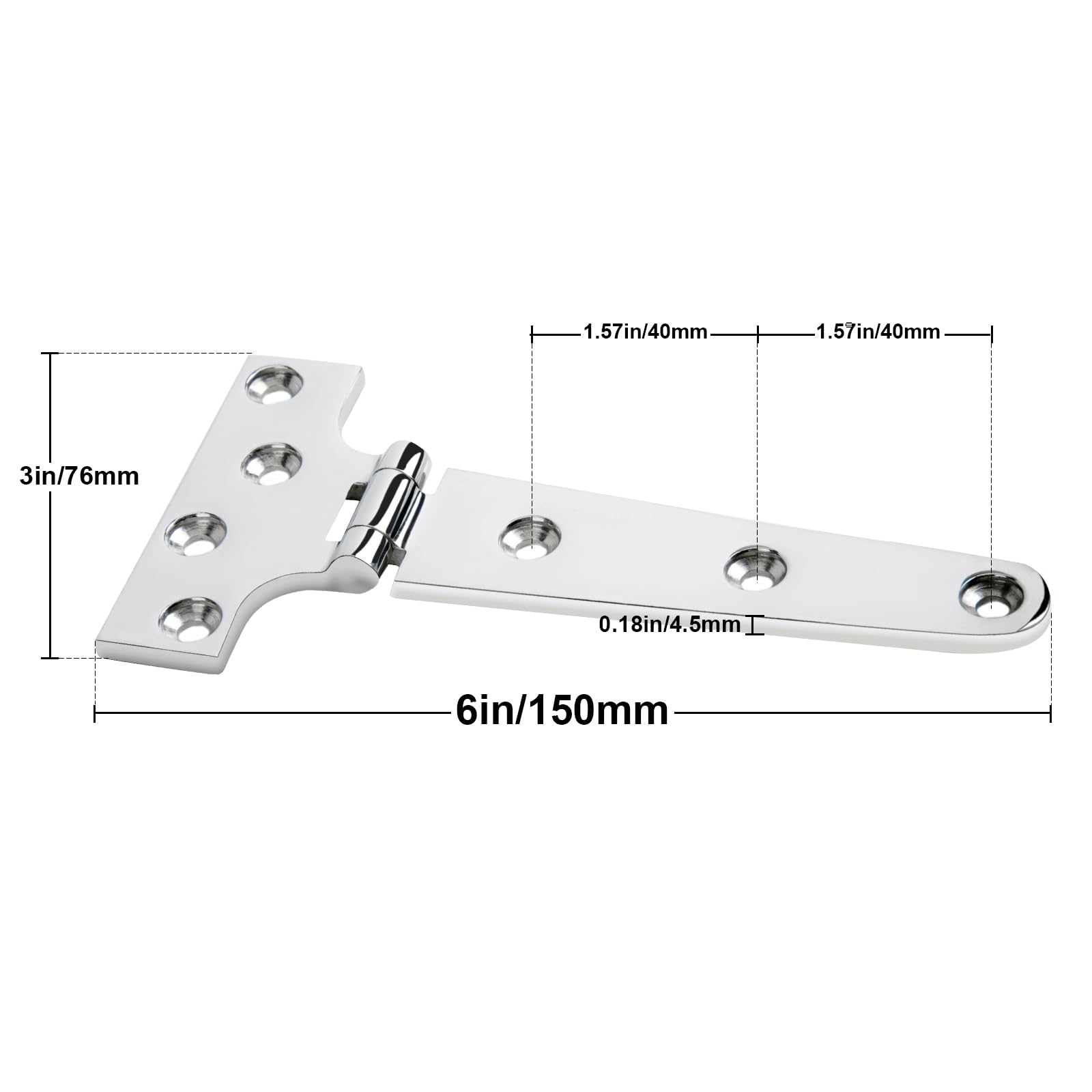 CHANGE MOORE 316 Stainless Steel Marine Grade Boat Hatch Hinge - Heavy Duty T Hinges for Cabinets & Doors with Screws - Perfect for Boats, RVs, and Outdoor Furniture