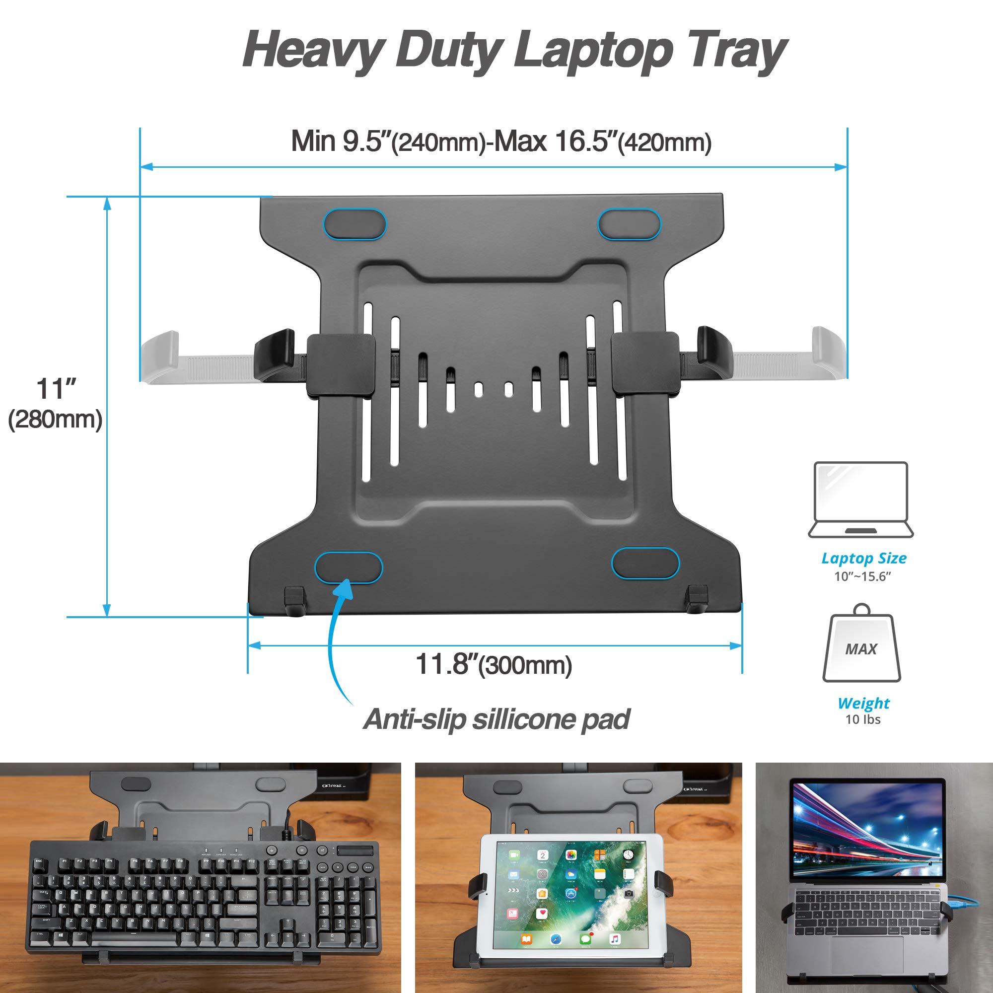 AVLT Dual Monitor and Laptop Stand - Adjustable Full Motion Arm Mount for 15.6