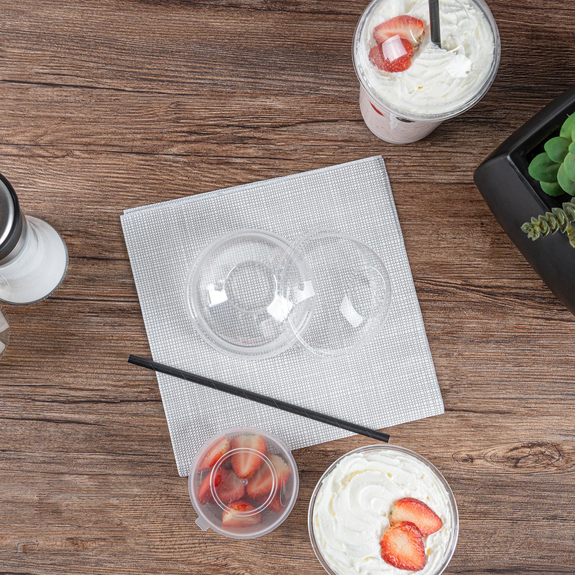 Visage Dome Lids for 9, 12 & 16 Oz Disposable Cups - 1000 Clear Plastic Drink Cup Lids with Straw Slot | Restaurantware Compatible | Perfect for Coffee Shops, Bubble Tea & Takeout Beverages