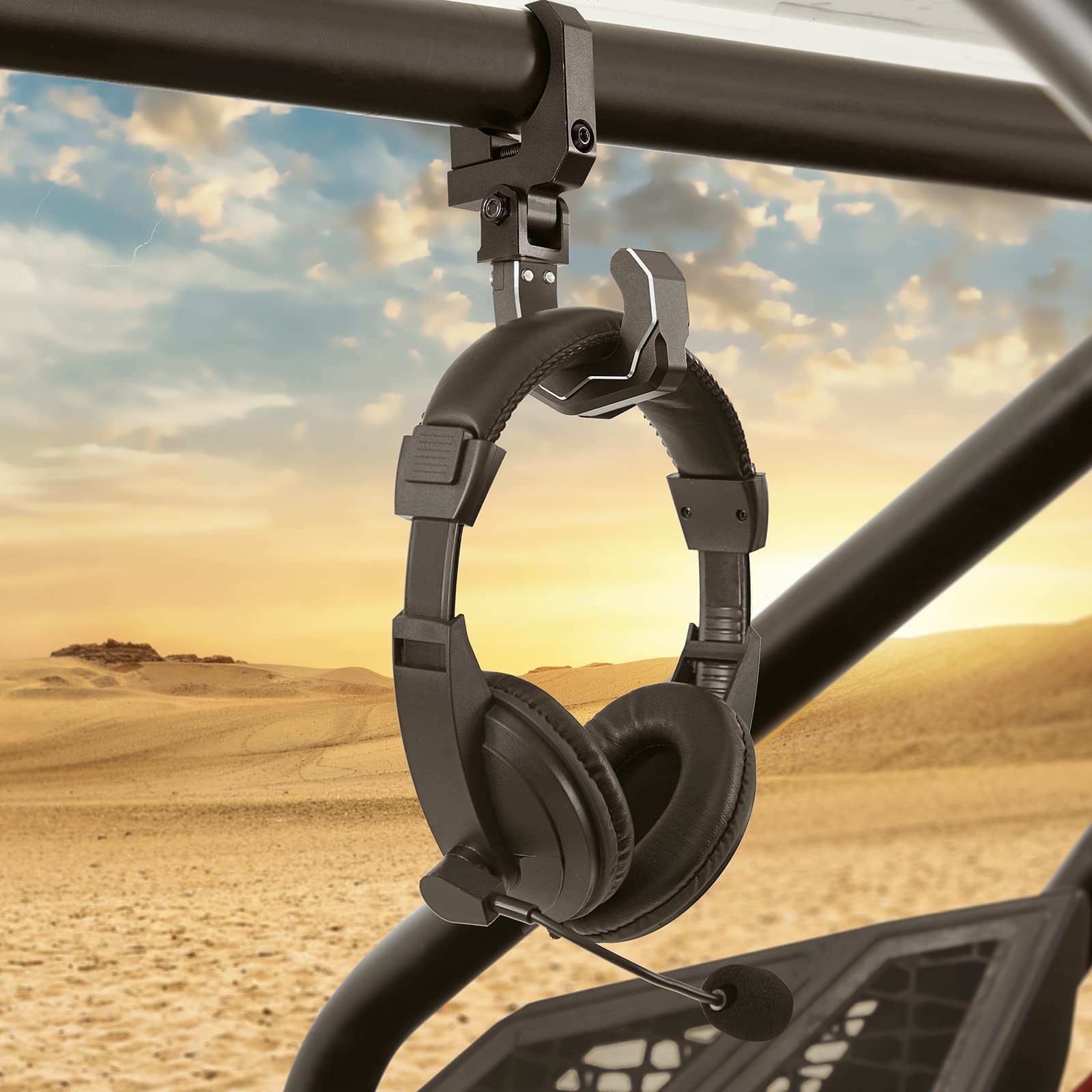 KEMIMOTO Heavy Duty Aluminum Roll Cage Helmet Hook for UTV - Fits 1.6