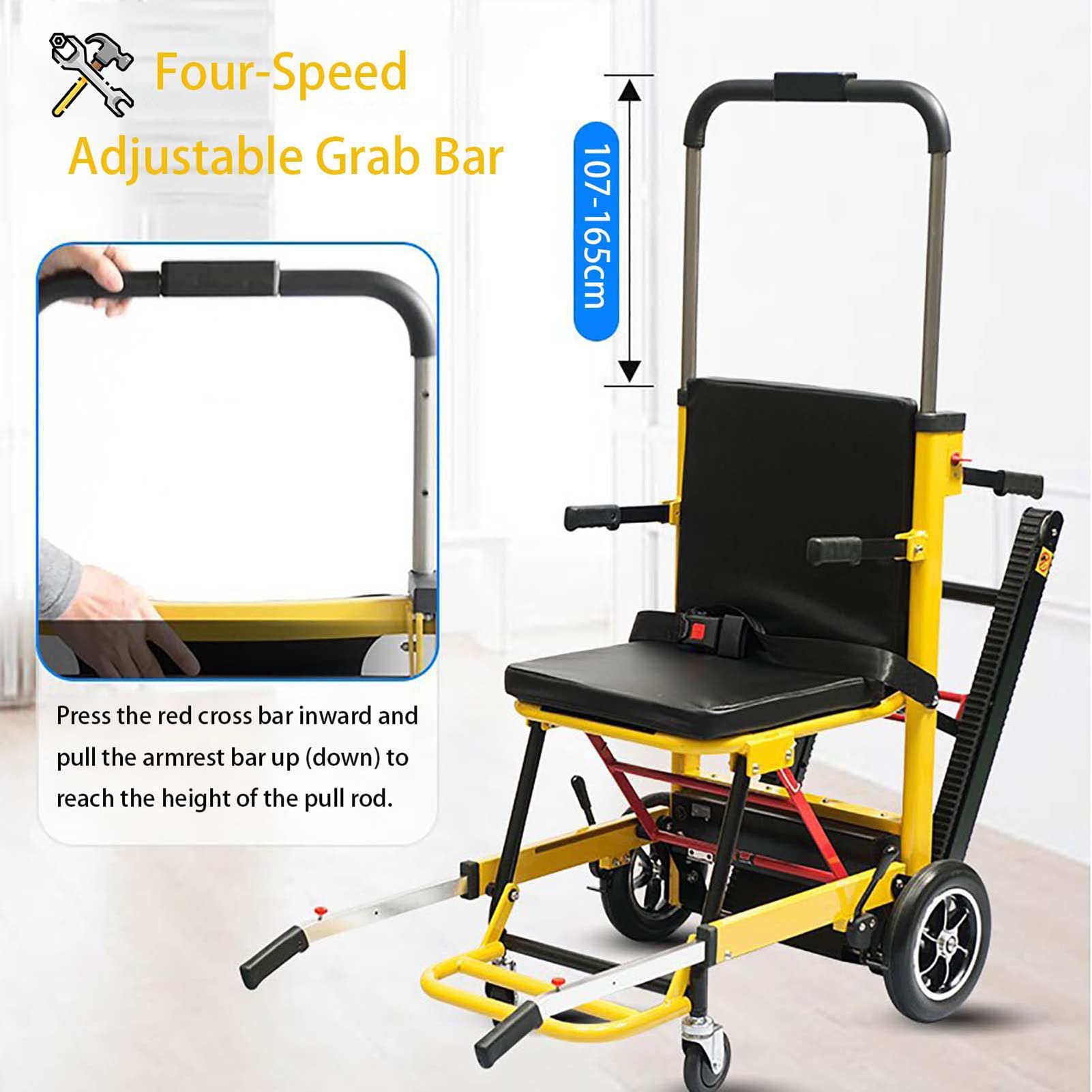 Electric Stair Climbing Wheelchair - Portable Folding Mobility Aid with 380Lb Weight Capacity | Medical Stair Lift Assist for Seniors & Disabled | Perfect for Home, Hospital & Outdoor Use