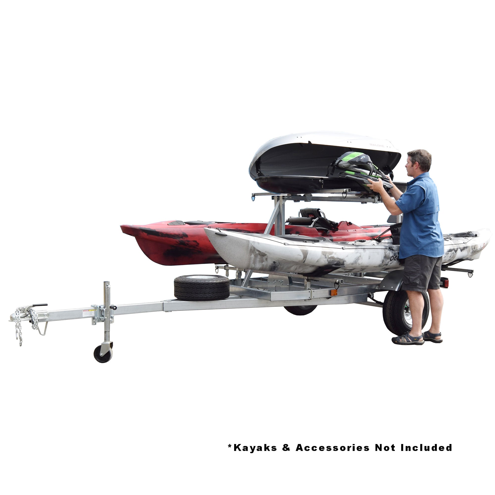 Malone MegaSport LowBed Kayak Trailer - Heavy Duty Watercraft Carrier for Kayaks & Canoes - Perfect for Outdoor Adventures & Beach Trips
