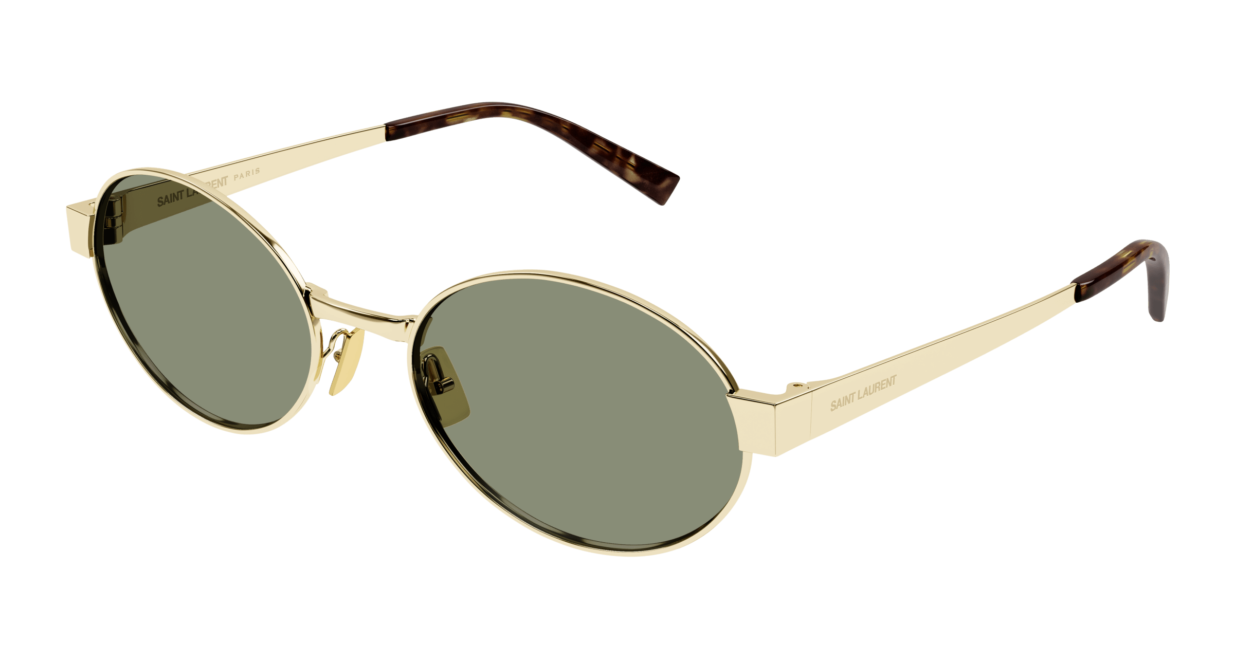 Saint Laurent SL692 Oval Sunglasses Gold Green - Luxury Designer Sunglasses for Women & Men - UV Protection, Fashion Statement - Perfect for Beach, Driving & Outdoor Activities