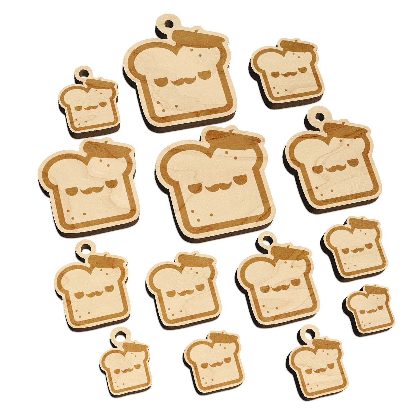 Kawaii French Toast Bread Mini Wooden Charms for Jewelry Making - 20mm (15pcs) with Hole - DIY Craft Supplies for Bracelets, Necklaces & Keychains - Cute Pendant Accessories for Scrapbooking & Gift Decor