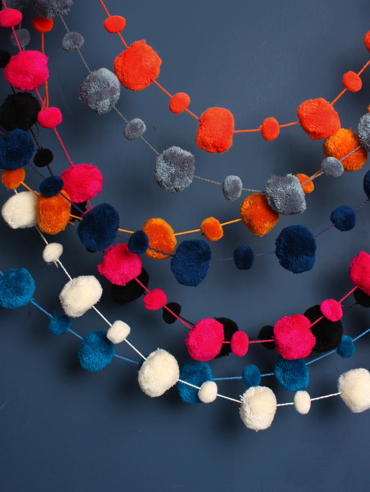 Pink Pom Pom Garland - Decorative Party Decor for Baby Showers, Weddings & Home Decorations