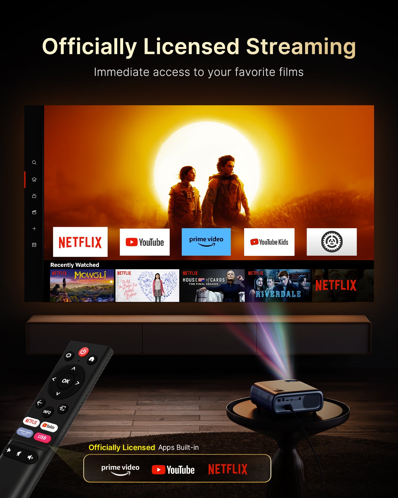 NexiGo PJ40 Ultra HD 1080P Outdoor Projector for Netflix, Movies & Gaming - Portable Home Theater for Backyard, Camping & Parties