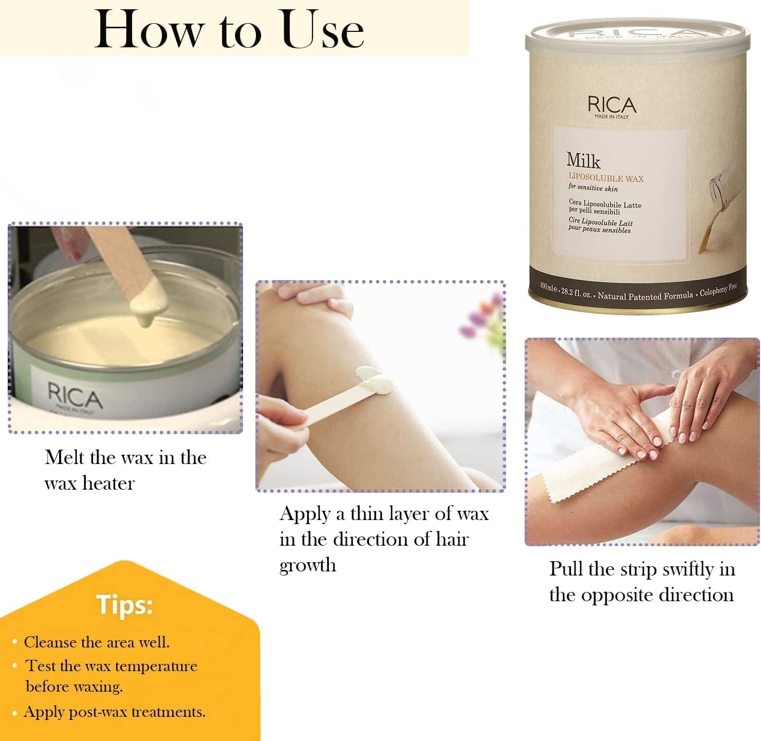 Rica Milk Wax - 800ml Hair Styling Wax for Men & Women - Smooth Hold & Shine - Perfect for Daily Styling, Curly Hair & Frizz Control