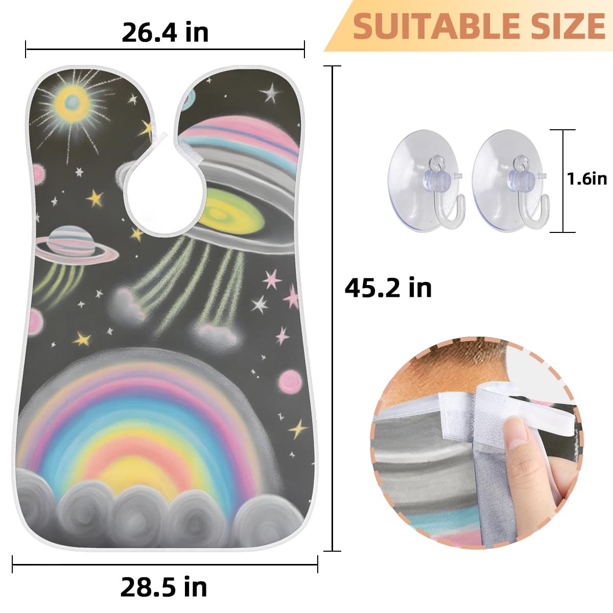 Rainbow Planet Pattern Beard Shaving Bib for Men - Waterproof Hair Dye Apron & Makeup Cape for Women - Salon & Barber Accessories - Perfect for Home Grooming, Hair Cutting, Beard Trimming & Sink Cleaning - Great Gift for Stylists & Barbers