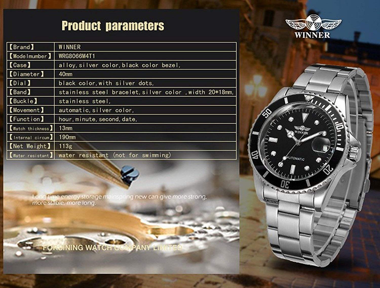 MASTOP Men's Automatic Luxury Stainless Steel Watch with Rotating Bezel & Date Display - Classic Dress Watch for Business, Formal Events & Everyday Wear